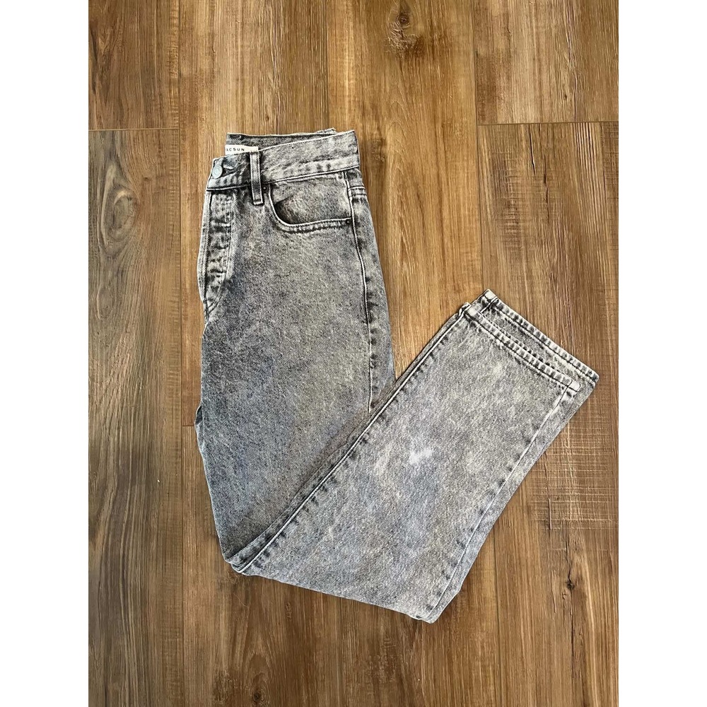 PacSun High Rise Straight Leg Jeans Grey Acid Wash Denim Size 24